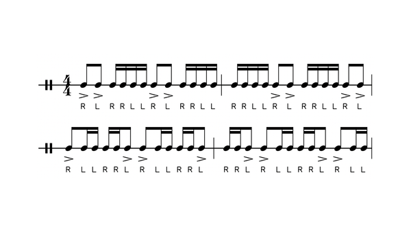 Six-Stroke Roll drum rudiment notation